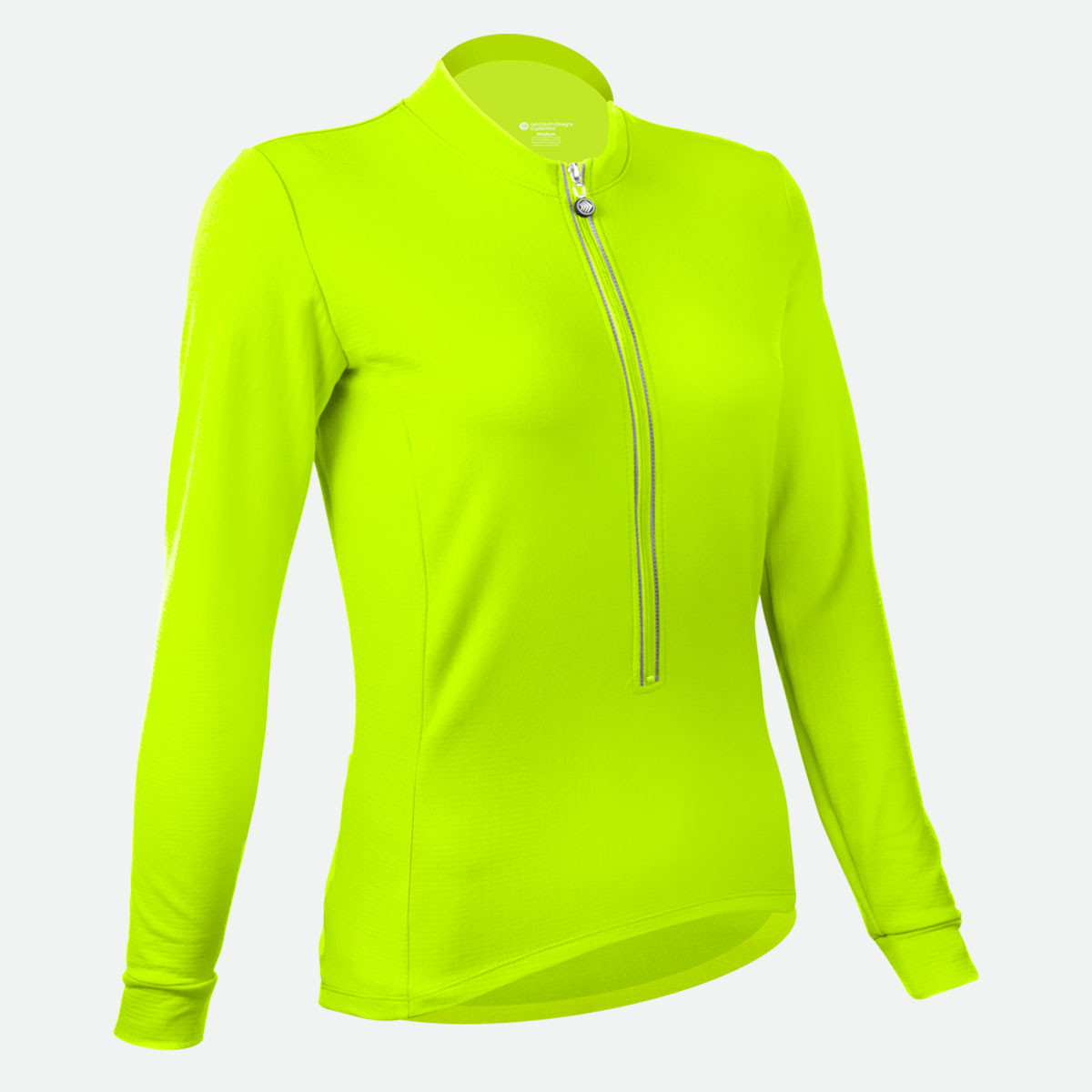Women's Safety Yellow Brushed Fleece Long Sleeve Cycling Jersey|safety yellow|primary