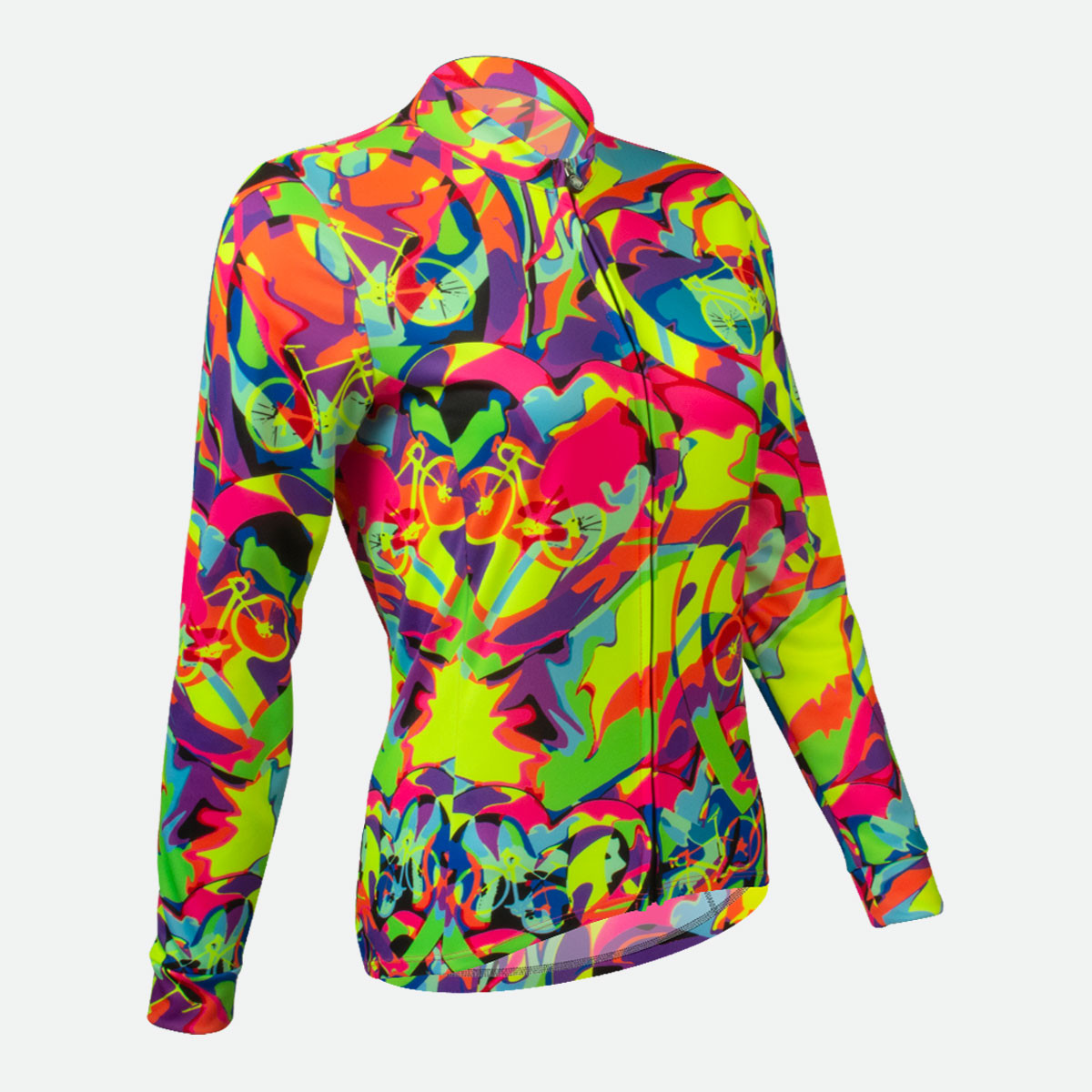 Women's Bike Love Empress Long Sleeve Cycling Jersey Off Front View