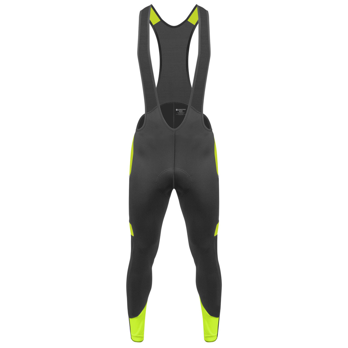 Men's Safety Yellow All Day Stretch Fleece Padded Cycling Bib-Tights Front View