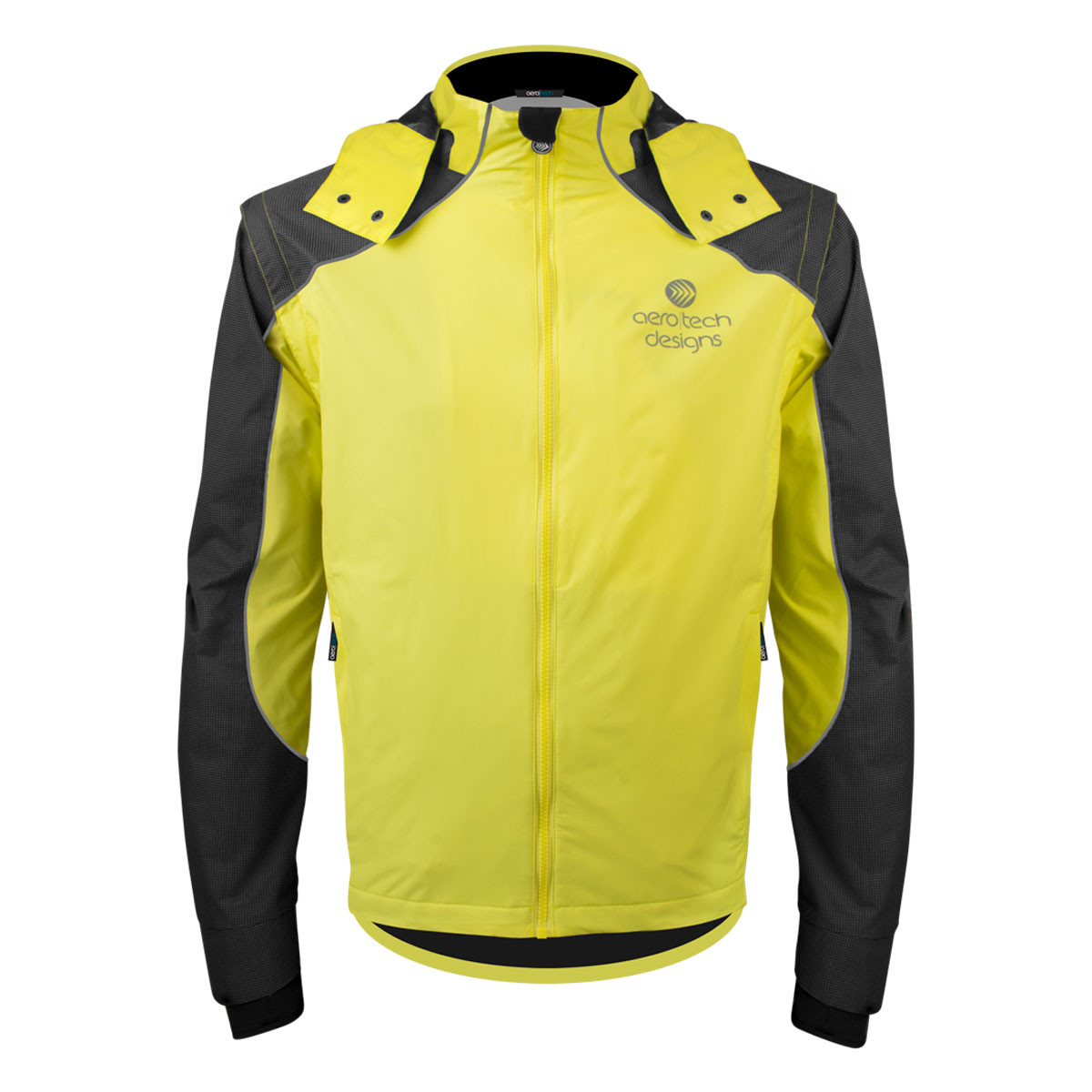 Men's Waterproof High-Visibility Reflective Cycling Rain Jacket Front View