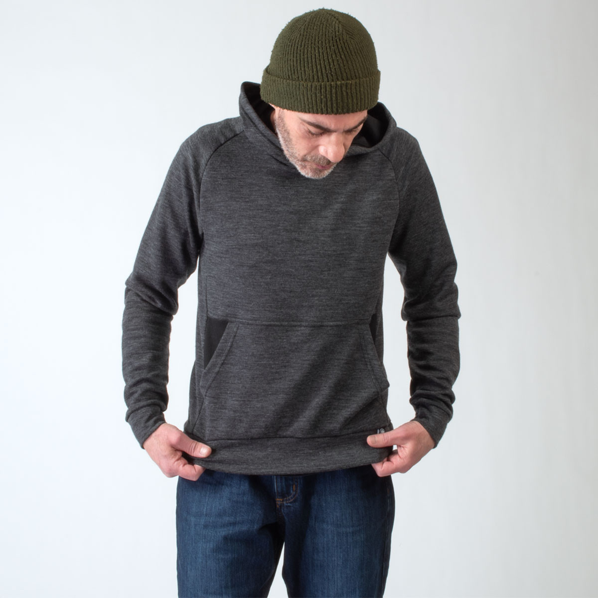 Charcoal Merino Wool Hoodie|charcoal|primary Model Shot