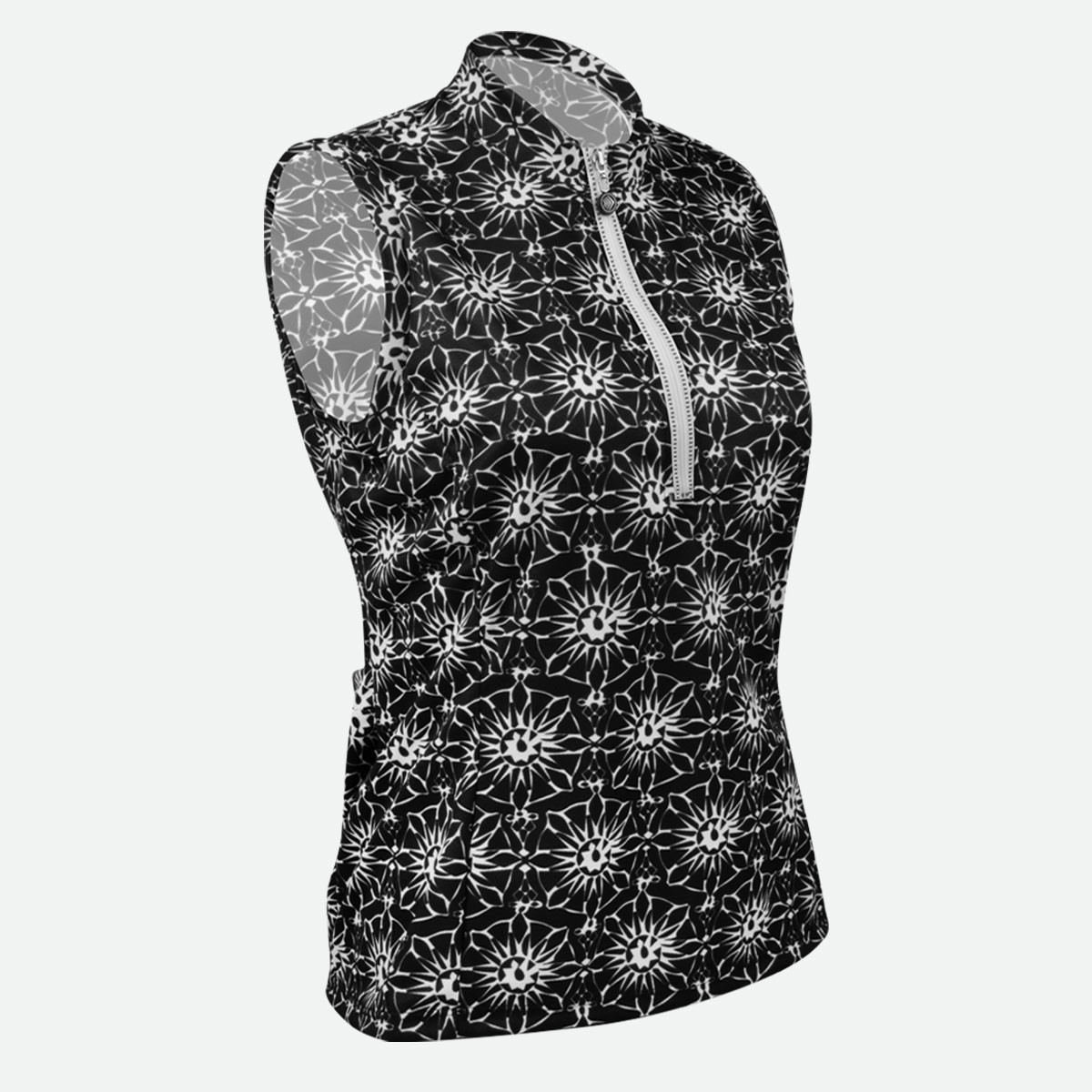 Women's Peace Print Sleeveless Cycling Jersey Off Front View