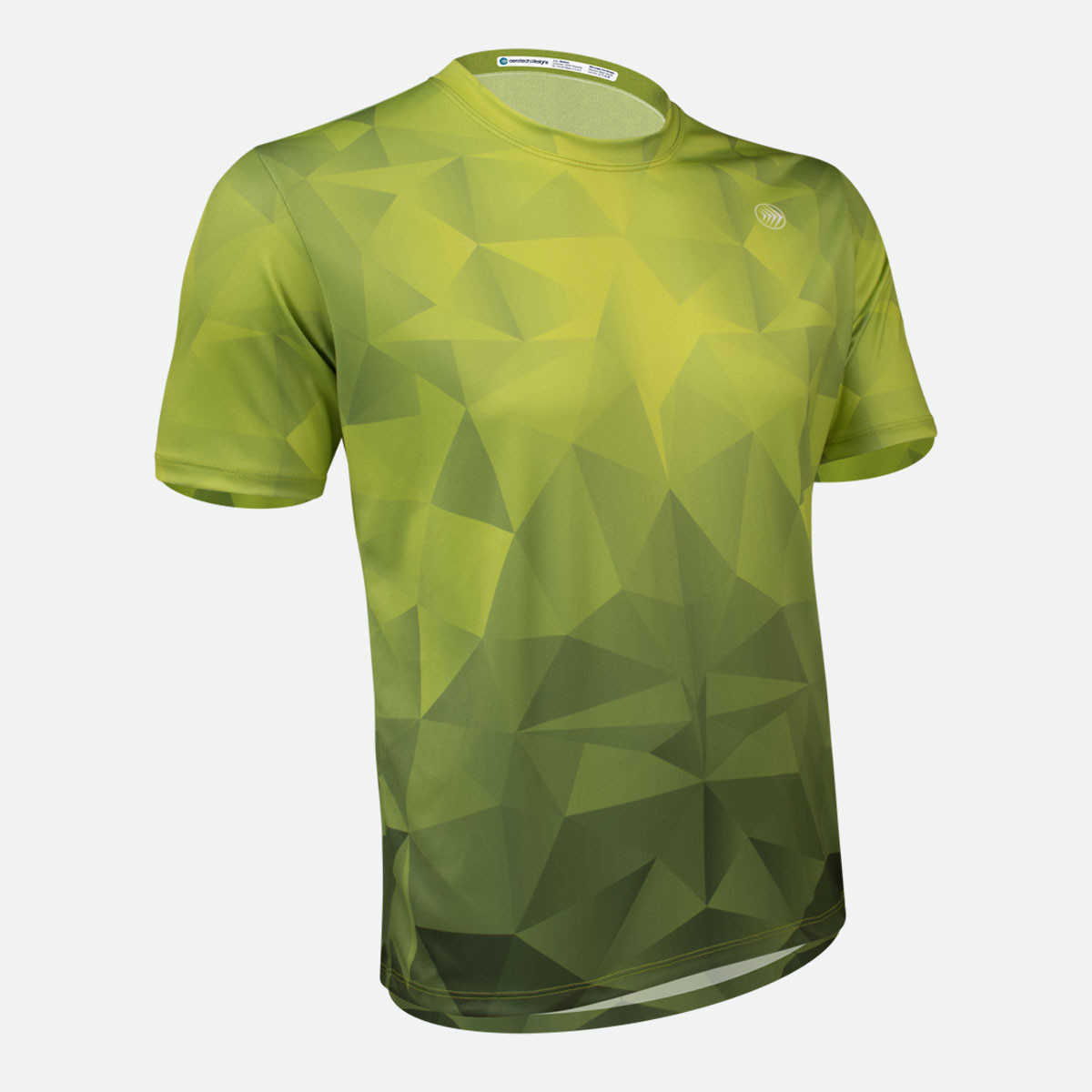 Men's Green Glass Active Performance T-Shirt Off Front View