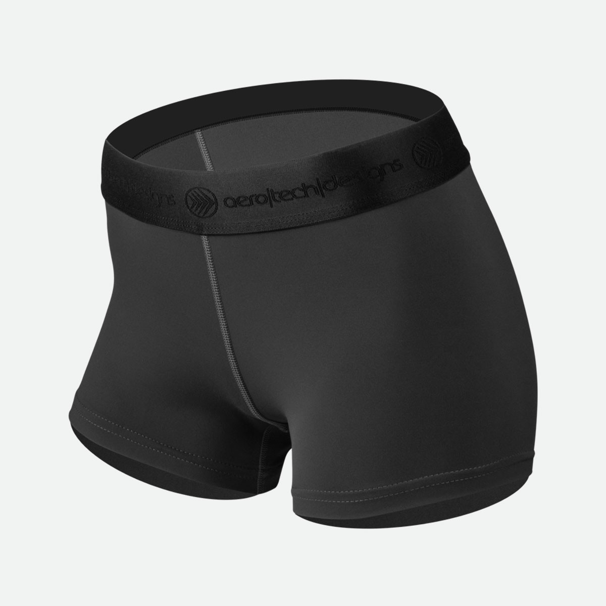 Women's Black High Performance 3" Inseam Soft Compression Unpadded Athletic Underwear Off Front View