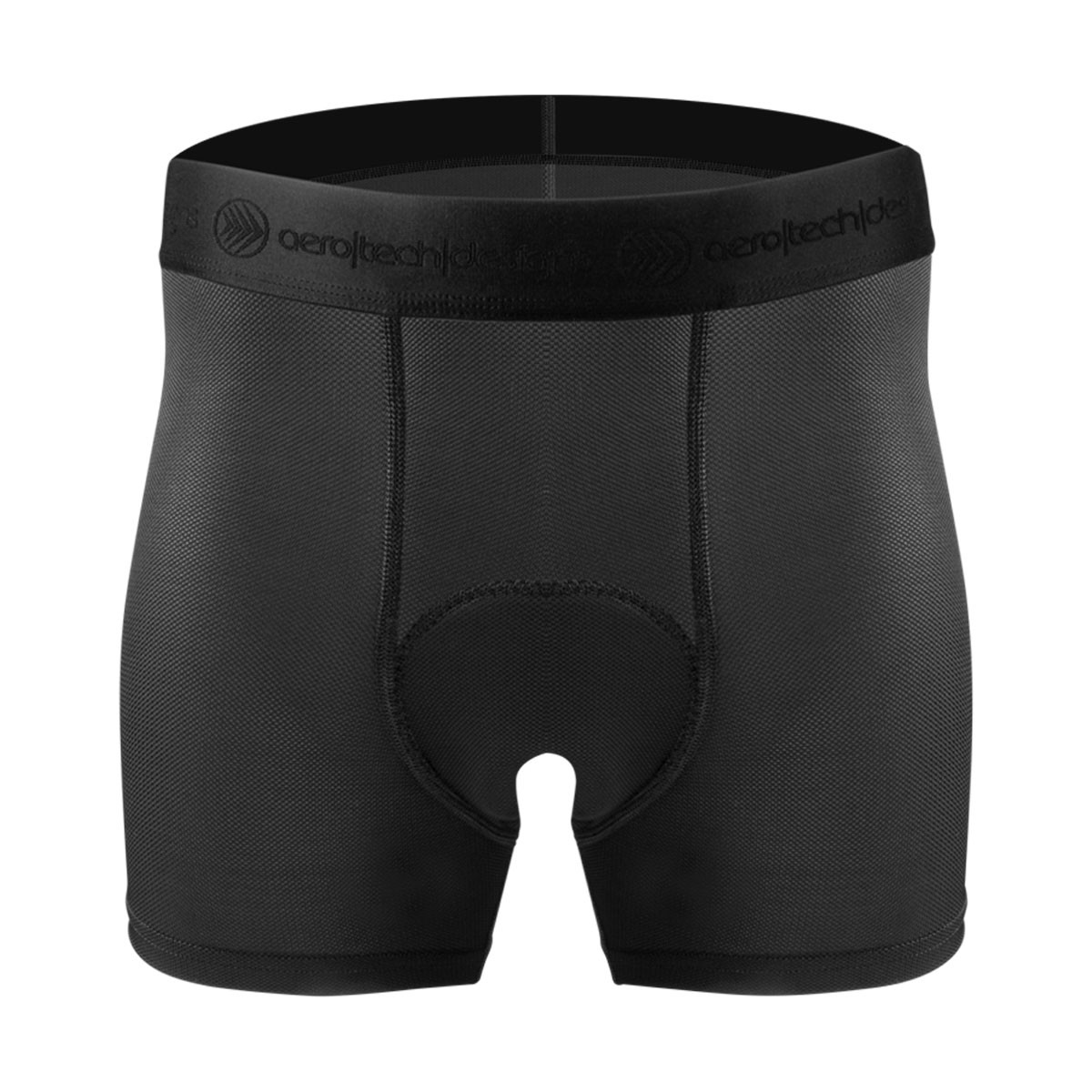 Men's Black Stretch Mesh Padded Cycling Underwear Liner Front View