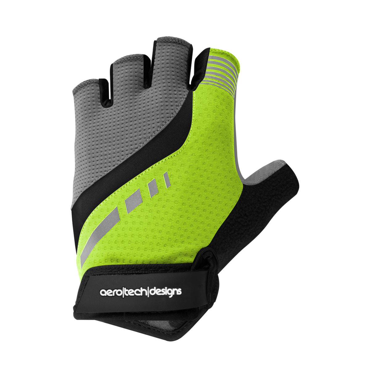 Safety Yellow Lightweight Breathable Padded Palm Fingerless Cycling Gloves Front View 1