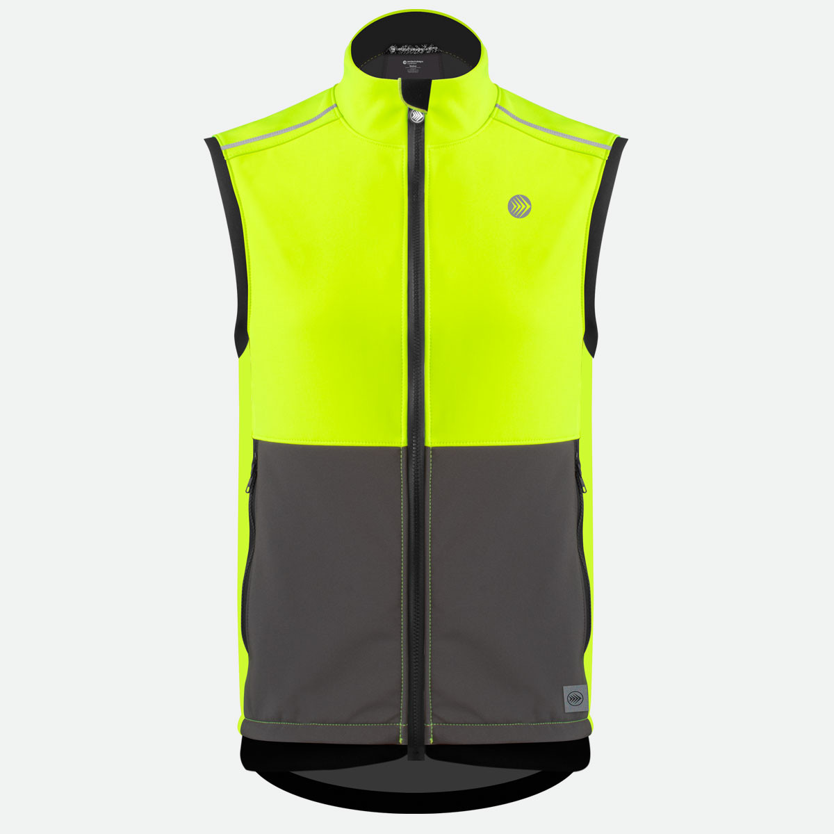 USA Softshell Cycling Vest Safety Yellow Front View