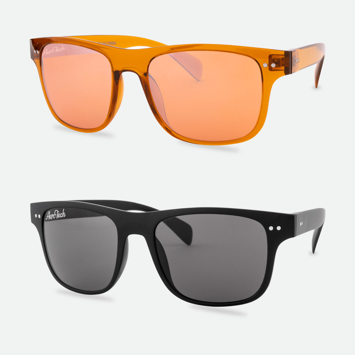 Black and Orange Frame Polarized Lens Classic Casual Sunglasses Off Front View