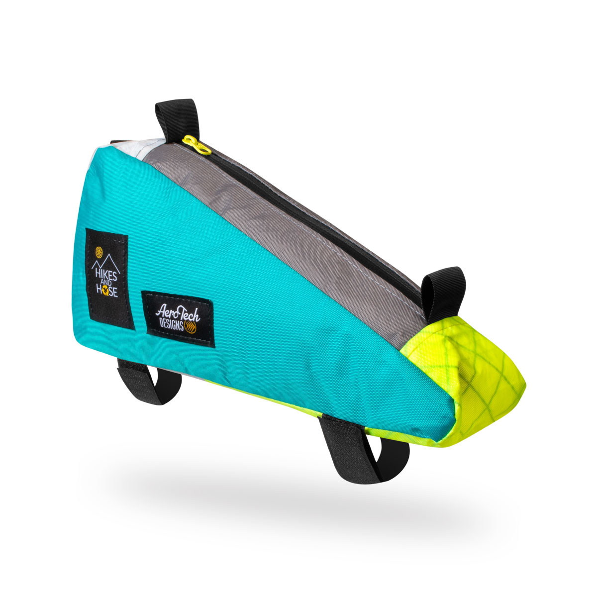 Hikes & Hose Recycled Water Resistant Adventure Top Tube Cycling Storage Bag Off Side View