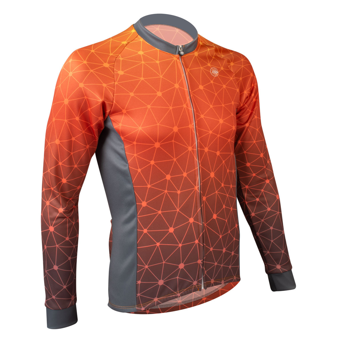 Men's Orange Geo-Fade Long Sleeve Bike Jersey|orange|off front view