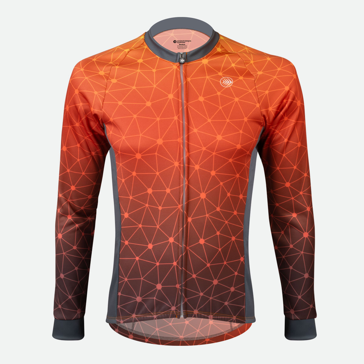Men's Orange Geo-Fade Long Sleeve Bike Jersey|orange|front view