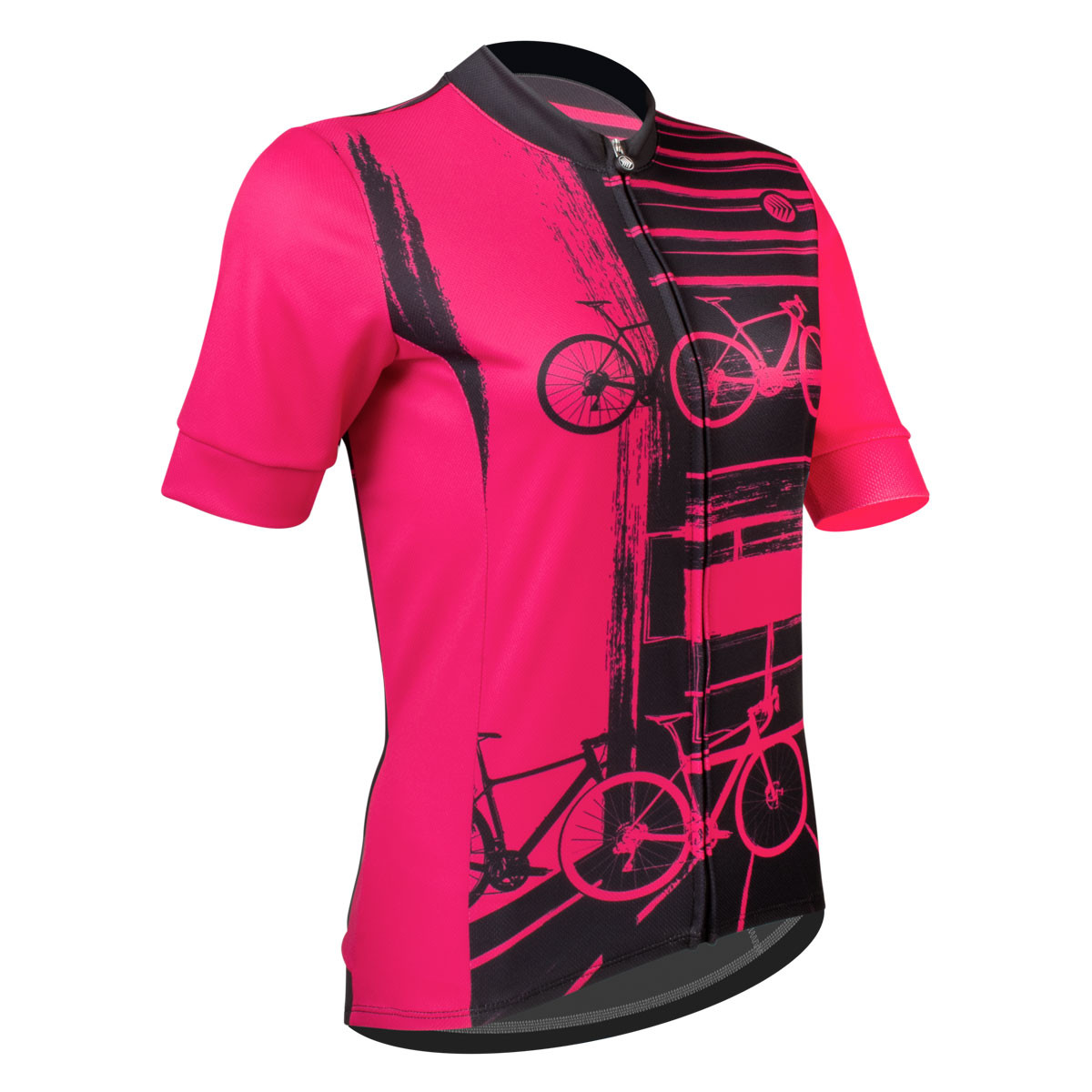 Women's Pink Evoke Cycling Jersey - Off Front 