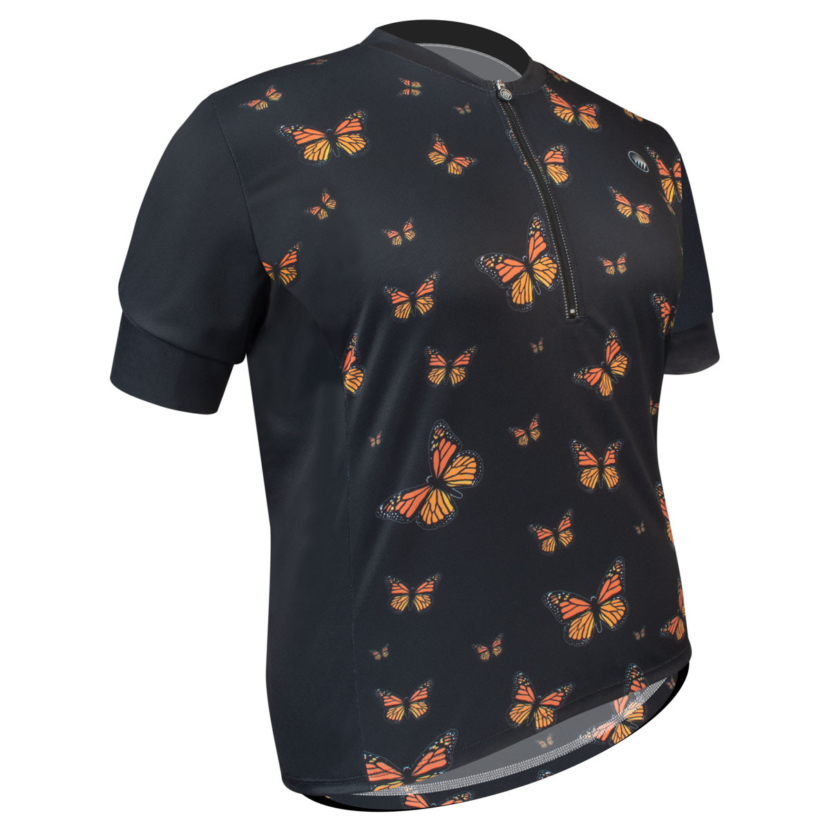 Plus women's cycling jersey - Monarch Butterfly - Off Front