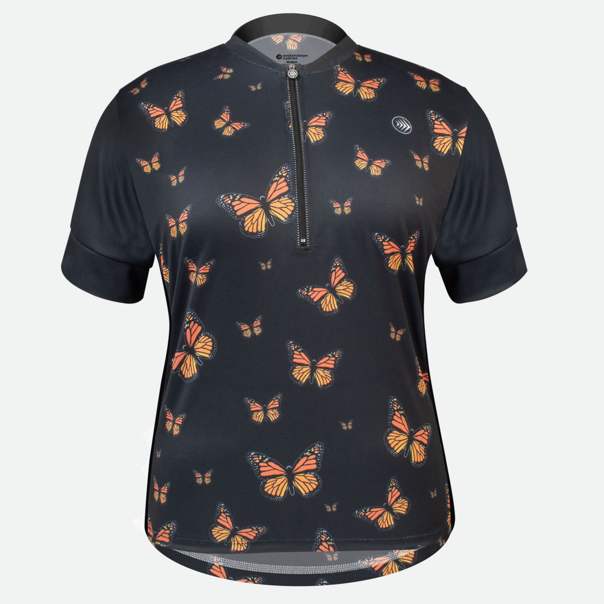 Plus women's cycling jersey - Monarch Butterfly - Front