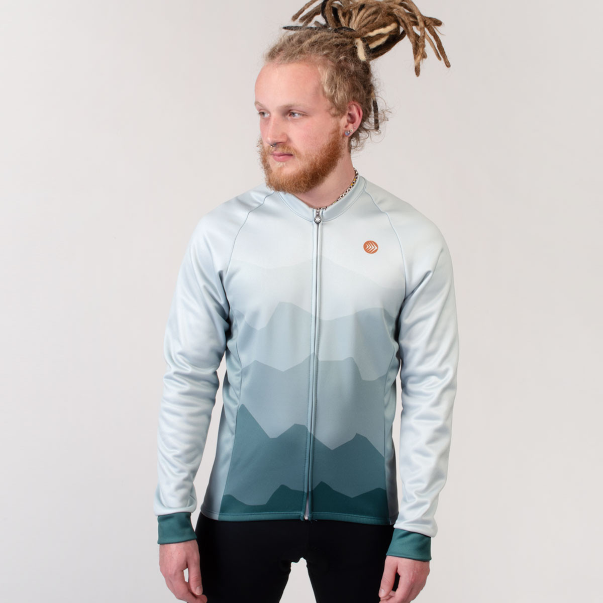 Men's Mist Heavyweight Wind Armor Fleece Long Sleeve Jersey Model Front