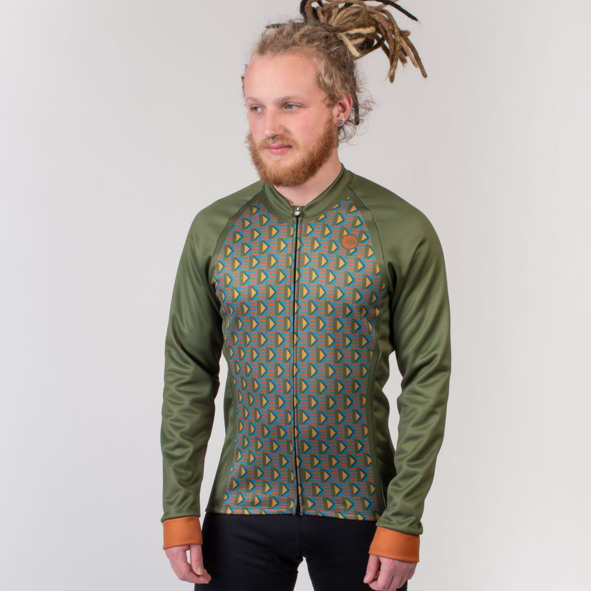 Men's Evergreen Wind Armor Fleece Long Sleeve Jersey Model Front