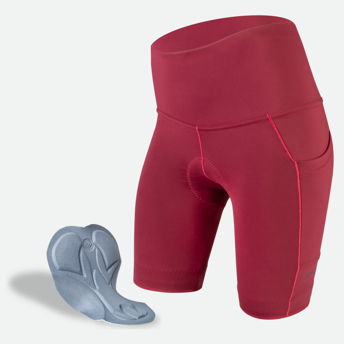 Women's Harmony High-Rise Padded Cycling Shorts Burgundy Grey