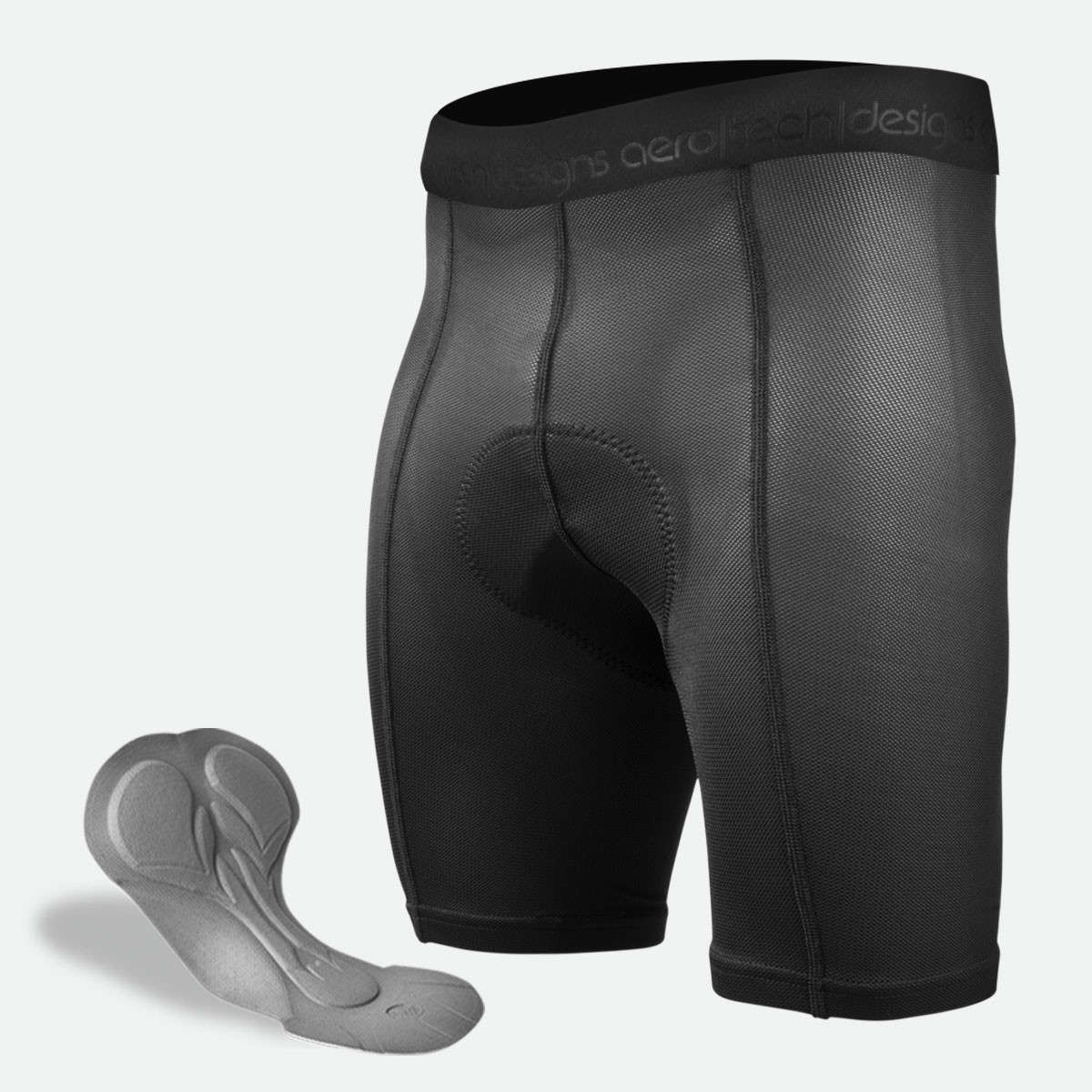 Men's Elite Long Distance Padded Cycling Black Mesh Underwear Liner