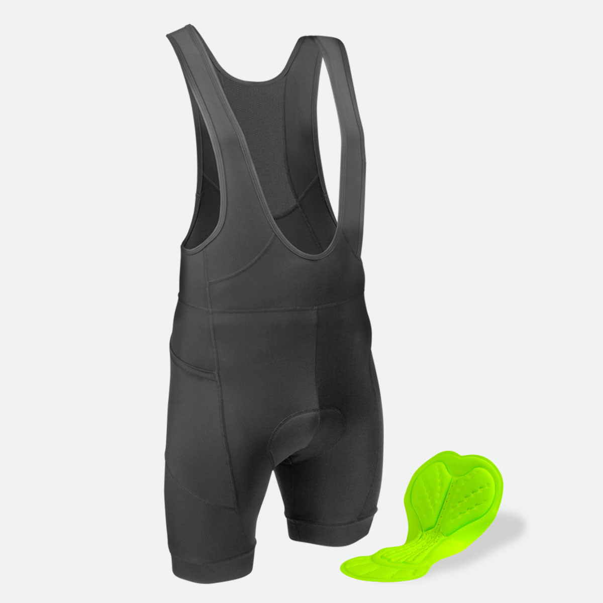 Men's 3D Gel Chamois Padded Black Bike Bib-Shorts with Side Pocket