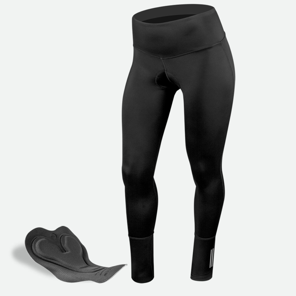 Women's Century Long Distance Padded Black Compression Cycling Tights
