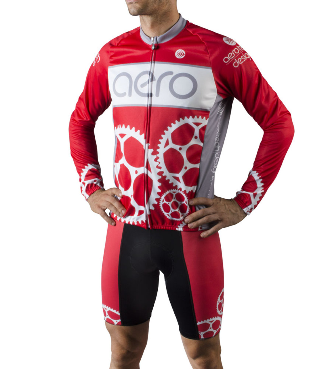red long sleeve cycling jersey