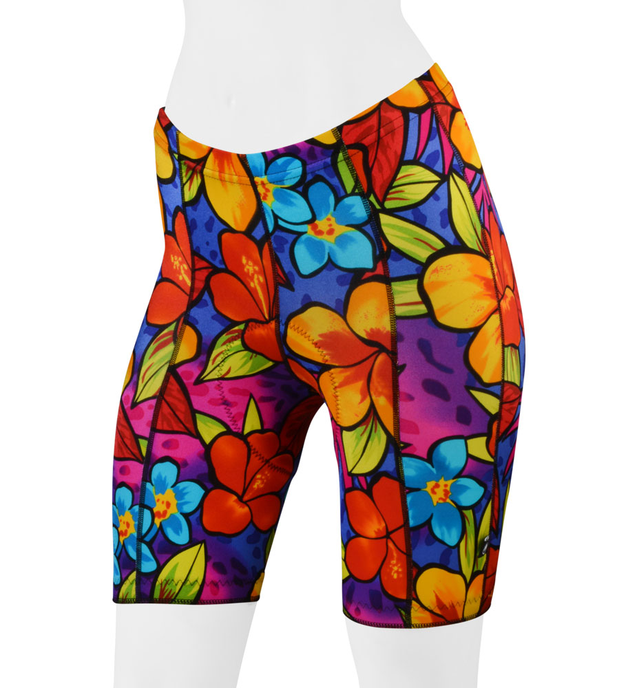 Aero Tech Women S Tropical Print Bike Shorts Bright Floral Color