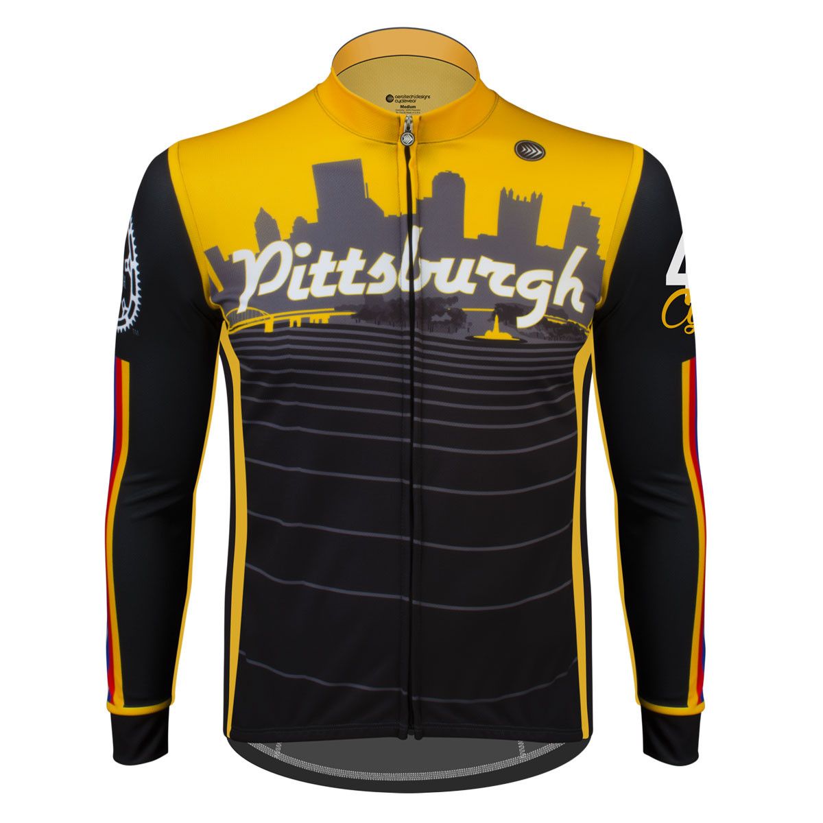 Pittsburgh Themed Lightweight Sun Protection Long Sleeve Bike Jersey