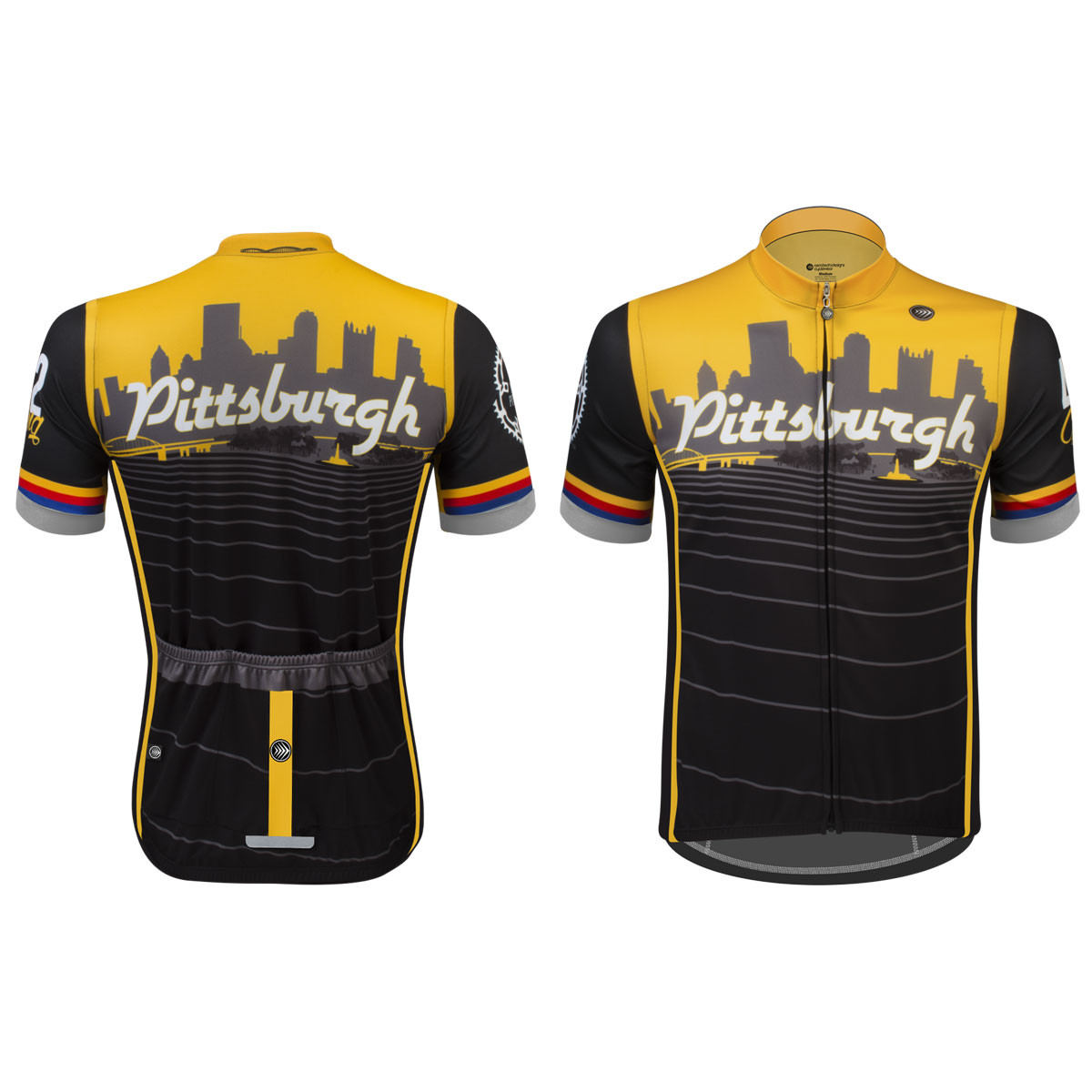 Pittsburgh Cycling Jersey Made in PGH Black and Yellow Bike Jersey