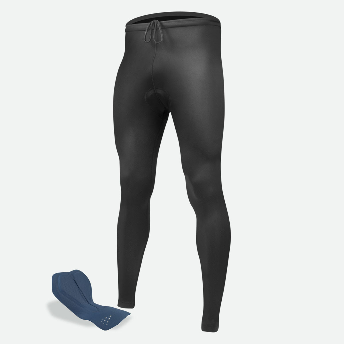 Men's Black Padded Cycling Tights USA Made Compression Spandex