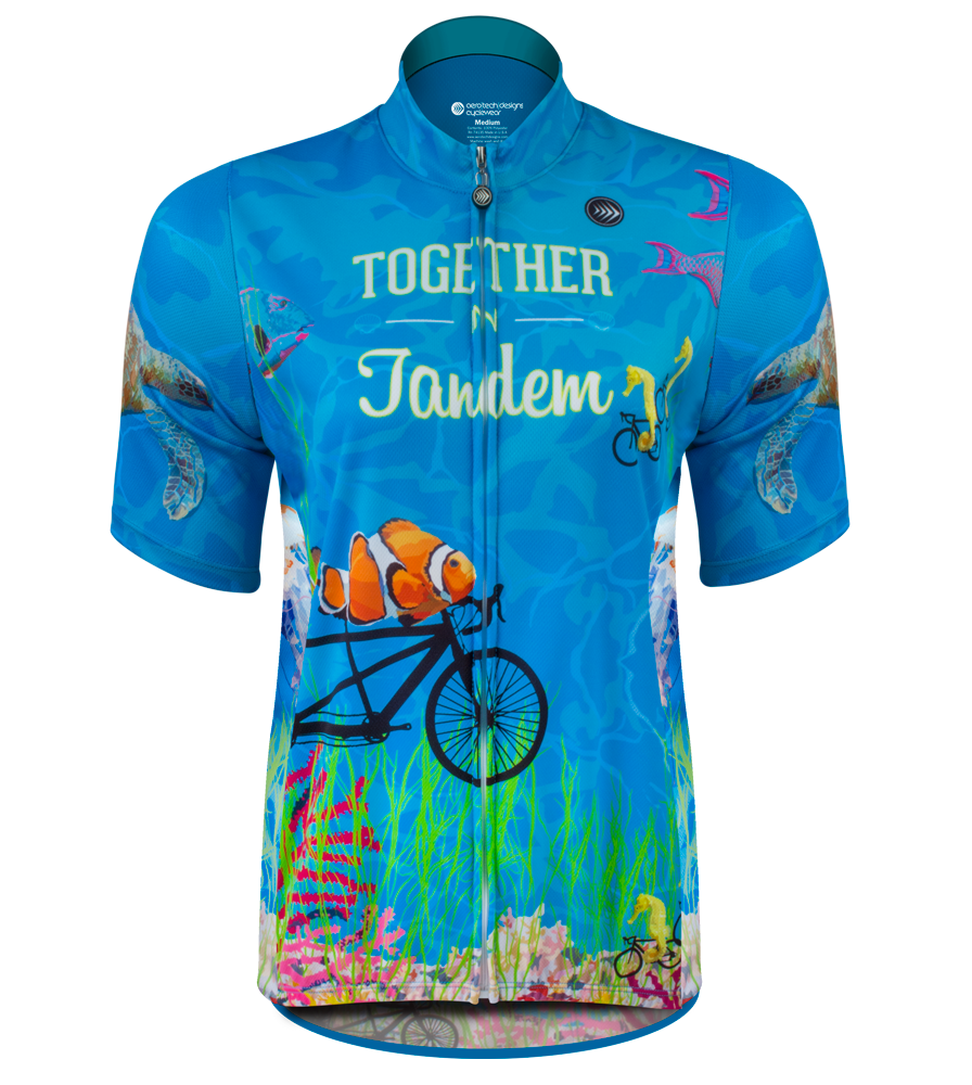 Together in Tandem Unisex Cycling Jersey with Nemo Fish on Bikes