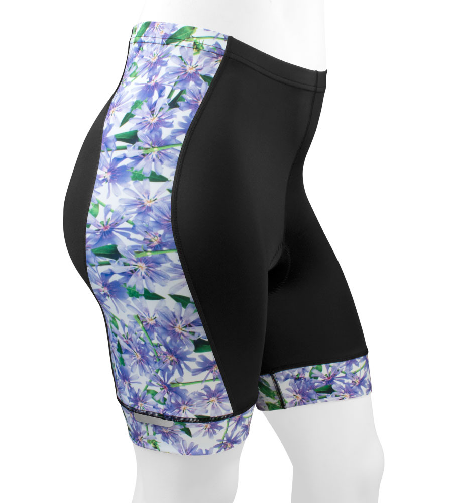 Women's Plus Size Padded Cycling Short Purple Flowers Liddy Kit