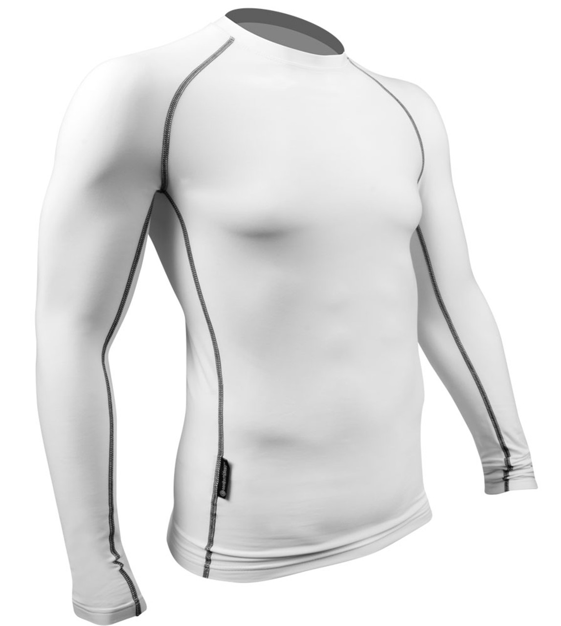 Long Sleeve Fleece Base Layer Compression Shirt in Black and White