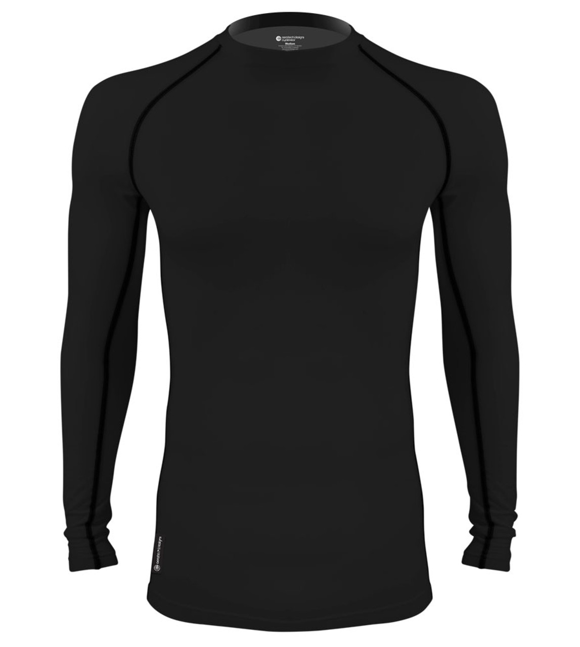 Long Sleeve Fleece Base Layer Compression Shirt in Black and White