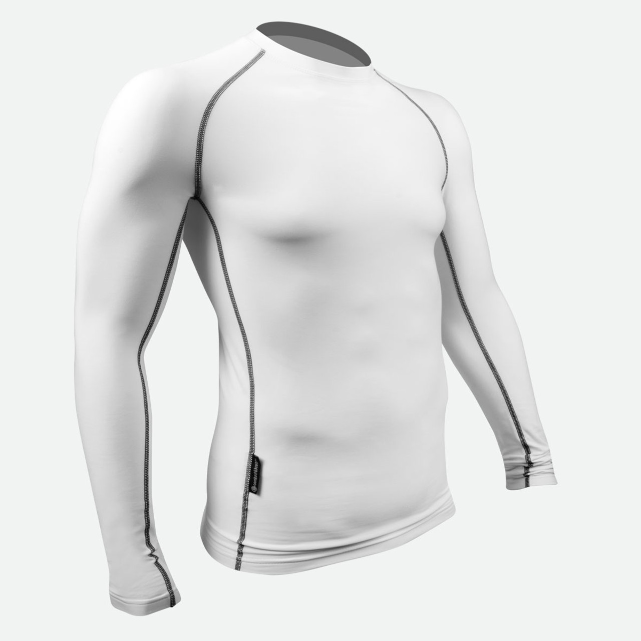 Long Sleeve Fleece Base Layer Compression Shirt in Black and White