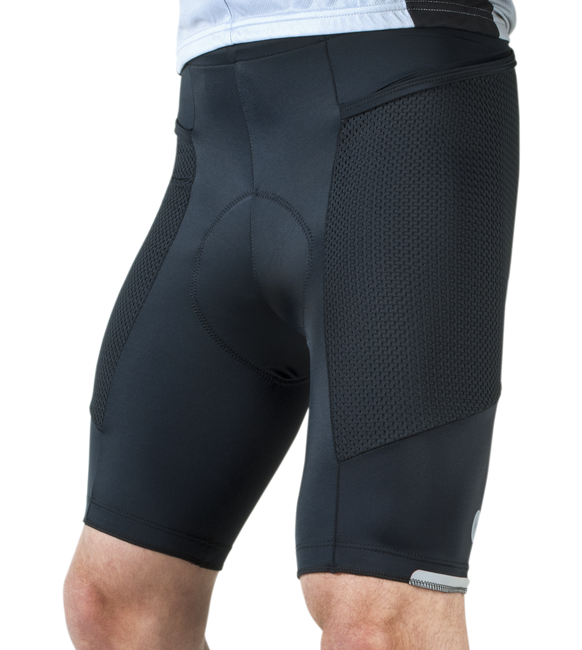 Men's Gel cycling shorts, bike shorts with side pockets - Black on Yellow