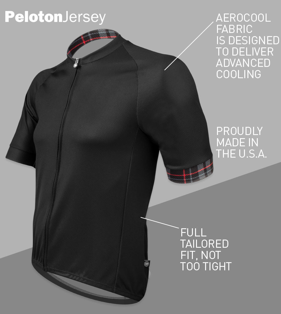 Men's Noir Black Peloton Cycling Jersey Aero Tech Designs