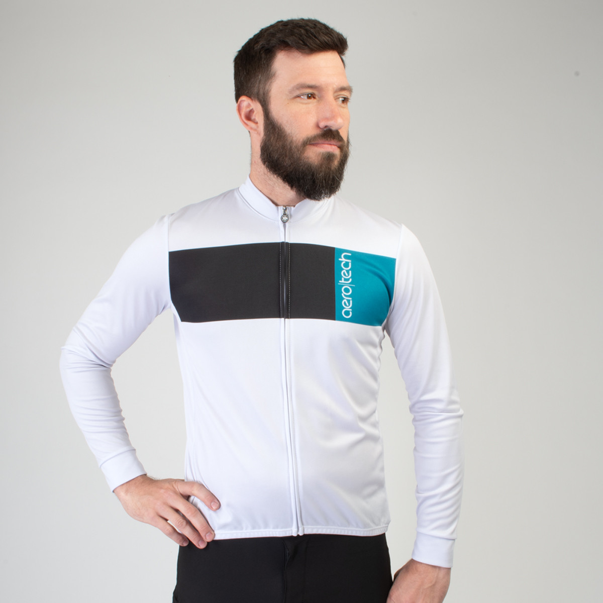 Men's Sun Protection Lightweight Long Sleeve Block Design Bike Jersey