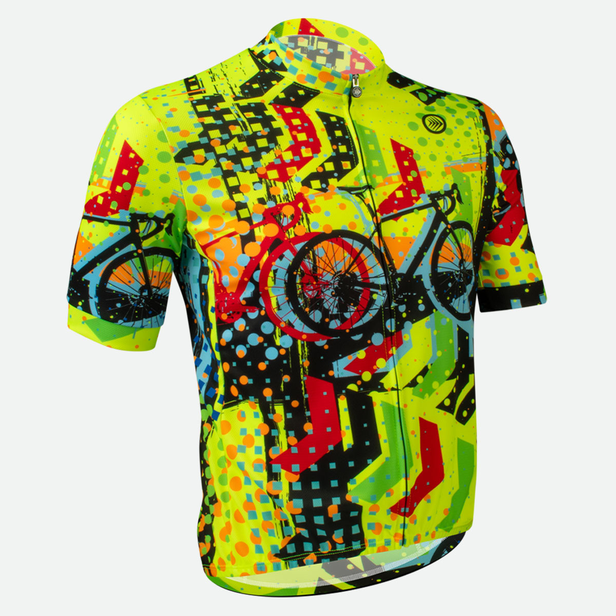 Men's Safety Sign High Visibility Neon Color Short Sleeve Bike Jersey