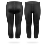 Women's Black Unpadded Spandex Workout Capri Front and Back View Women's Black Unpadded Spandex Workout Capri Front and Back View