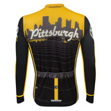 Men's Lightweight Long Sleeve Pittsburgh Theme Bike Jersey Back View Men's Lightweight Long Sleeve Pittsburgh Theme Bike Jersey Back View