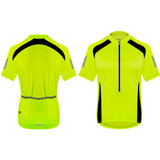 Men's Elite High Visibility Cycling Jersey Safety Yellow Front and Back View Men's Elite High Visibility Cycling Jersey Safety Yellow Front and Back View