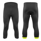 Victor Men's Padded Cycling Capri in Safety Yellow Front and Back View