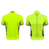 Aero Tech Elite Recumbent Bicycle Jersey in Safety Yellow Front and Back Aero Tech Elite Recumbent Bicycle Jersey in Safety Yellow Front and Back