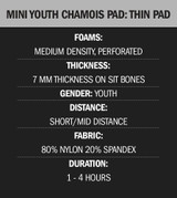 Youth Size USA Classic Bike Chamois Pad Features