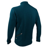 Men's Merino Wool Teal Long Sleeve Cycling Jersey Off Back View Men's Merino Wool Teal Long Sleeve Cycling Jersey Off Back View