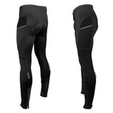 Men's All Day Black Cycling Fleece Tights Off Back and Side View