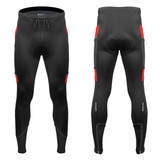 Men's All Day Red Cycling Fleece Tights Front and Back View Men's All Day Red Cycling Fleece Tights Front and Back View