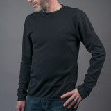 Aero Tech Men's Merino Wool Base Layer in Black Off Front View Model Shot Aero Tech Men's Merino Wool Base Layer in Black Off Front View Model Shot
