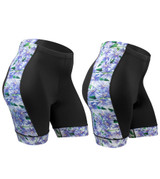 Women's Plus Size Purple Flower Liddy Short Front and Side View Women's Plus Size Purple Flower Liddy Short Front and Side View