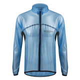 Lightweight Packable Cycling Jacket in Light Blue Front View Lightweight Packable Cycling Jacket in Light Blue Front View